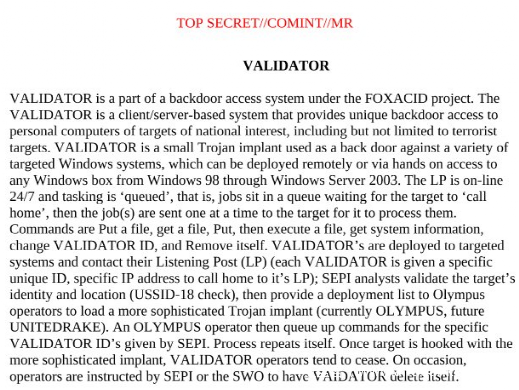 “验证器”（Validator）— 美国国家安全局NSA（APT—C—40）的木马尖兵