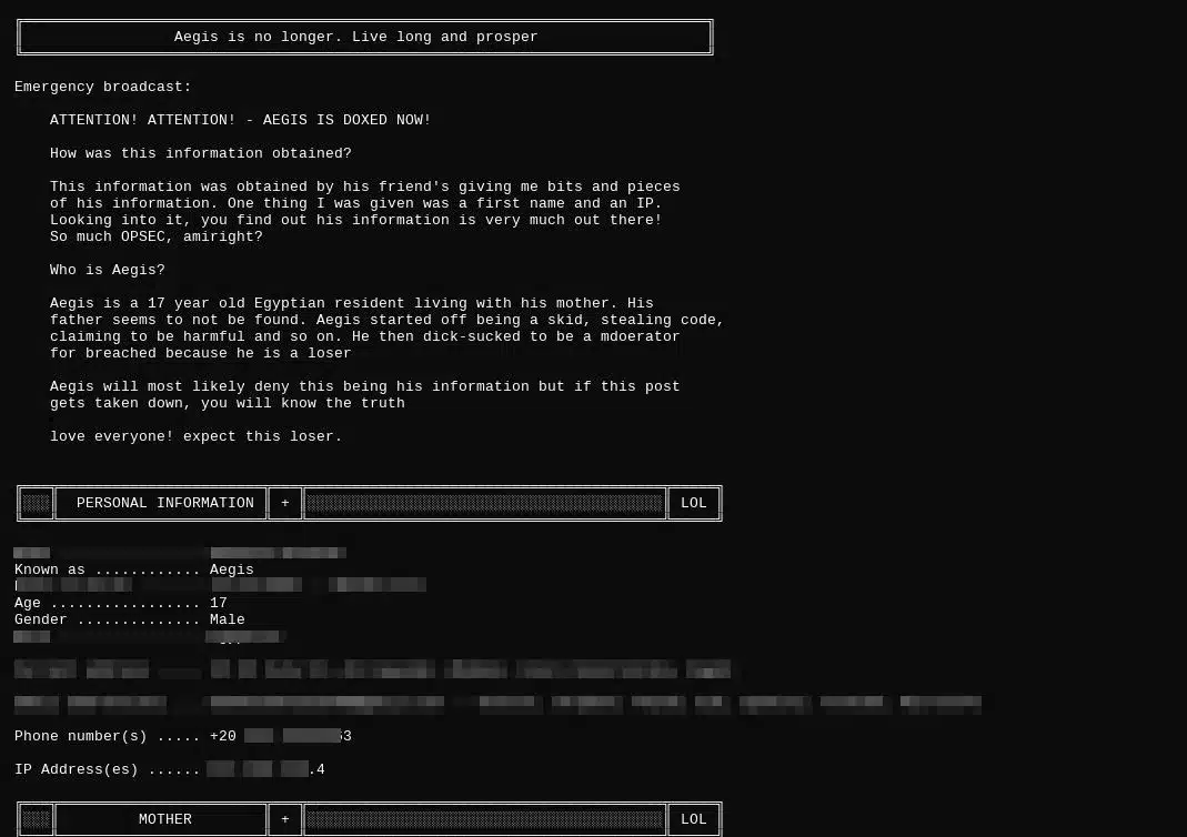 BreachForums 上的“人肉搜索”泄露版主的个人信息