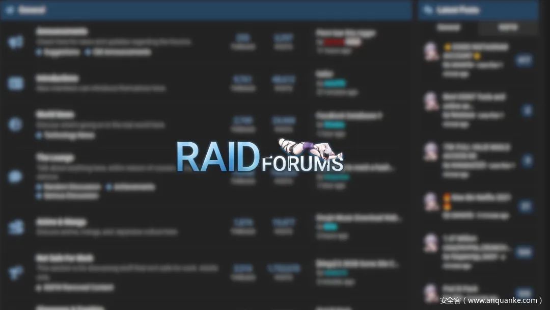 包含 478,000 名 RaidForums 成员的数据库在线泄露