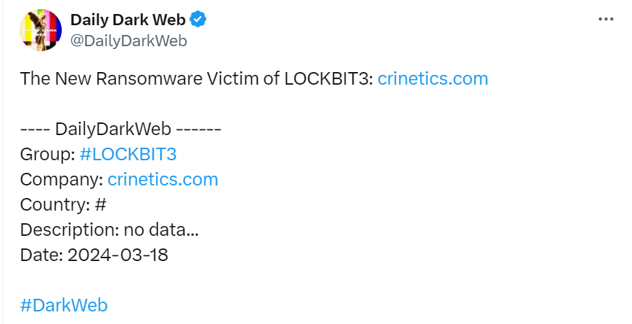 无功而返：Lockbit残党对美国制药组织Crinetics的攻击被有效遏制