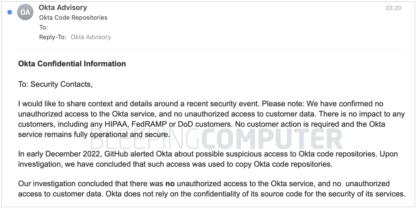 GitHub存储库被黑后Okta源代码被盗