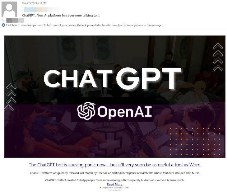 攻击者伪装ChatGPT实施网络钓鱼攻击