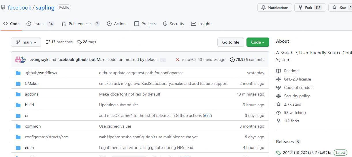 Meta开源其内部源码管理系统Sapling