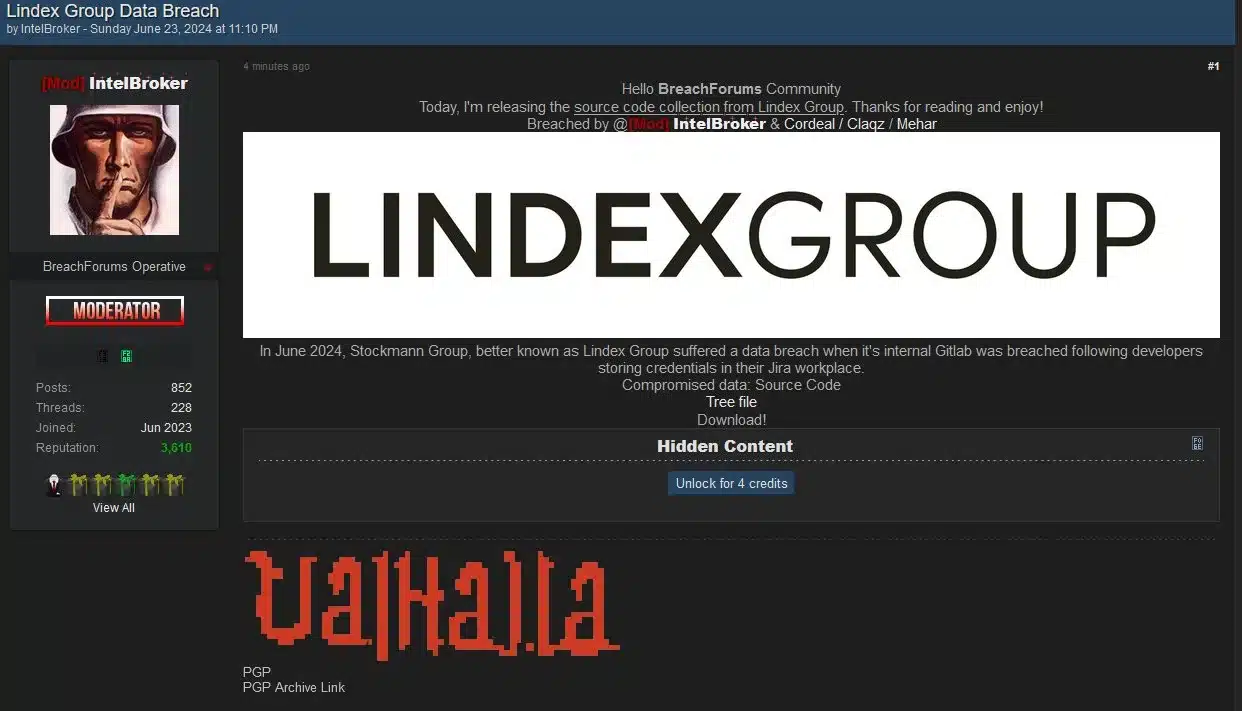 Lindex Group 面临黑客 IntelBroker 的源代码泄露指控
