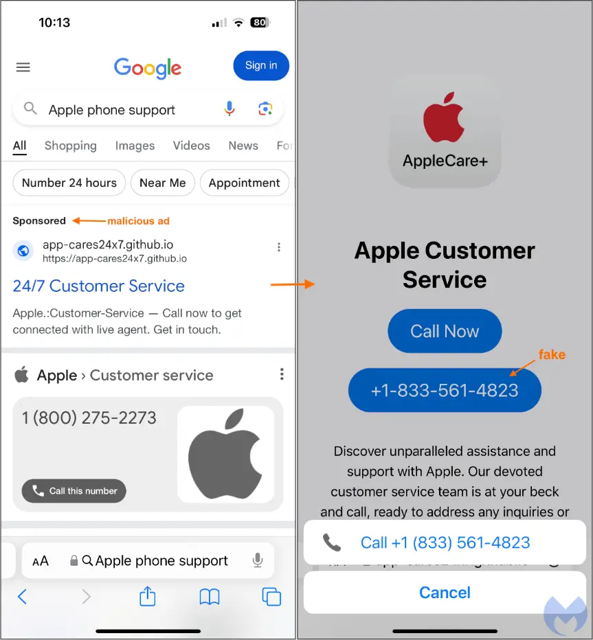 假冒AppleCare+支持的诈骗通过GitHub仓库引诱受害者