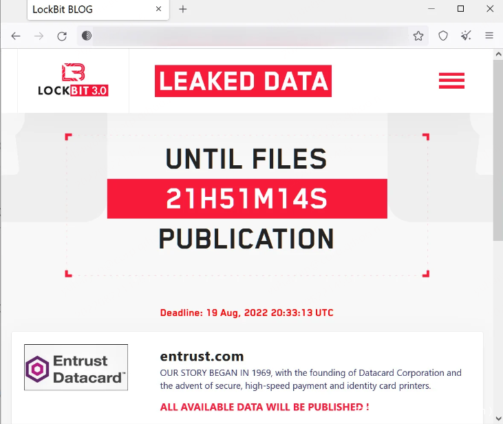 假负责真撕票，LockBit扬言公开安全巨头Entrust数据