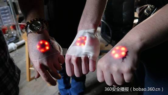 生物黑客在皮肤中植入LED