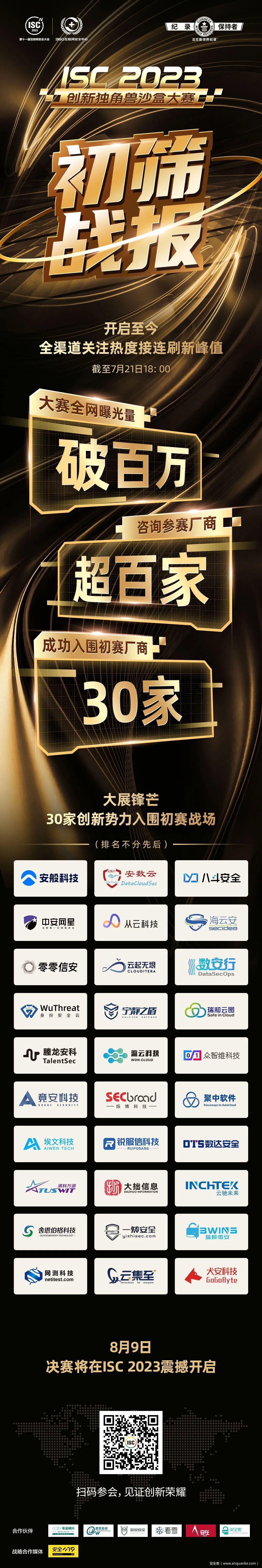 ISC沙盒大赛初筛战报来袭：数字安全创新势力TOP 30入围！